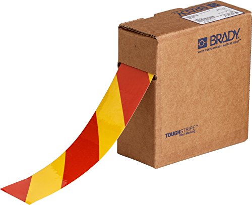 Brady Toughstripe Striped Ribbon, 50,80mm x 30,48m, Rot/Gelb Brady Toughstripe Striped Ribbon, 50,80mm x 30,48m, Rot/Gelb von Brady