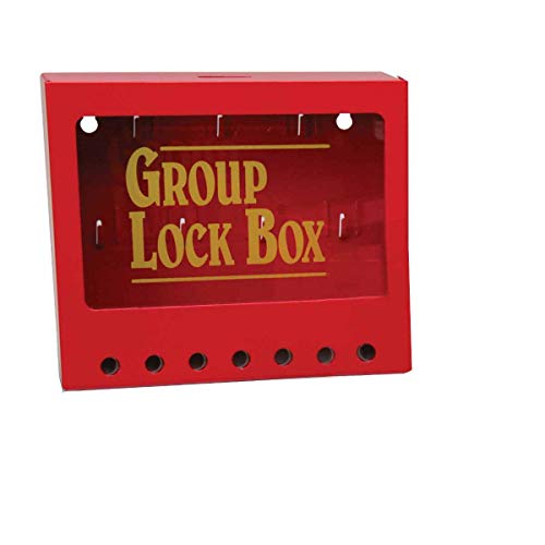 Brady Wandmontage-Gruppenschlosskasten für Lockout/Tagout, klein, 17,8 cm Höhe, 20,3 cm Breite, 5,4 cm Tiefe, 105714, rot von Brady