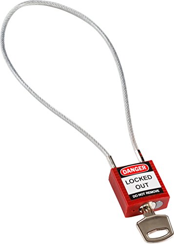 Kompaktes Kabel-Sicherheits-Vorhängeschloss, 32mm x 16mm x 400mm, Rot von Brady