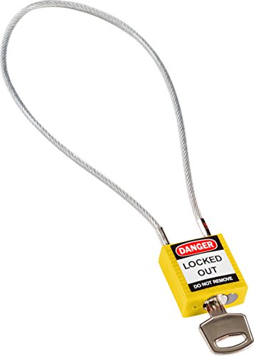 Kompaktes Kabel-Sicherheitsvorhängeschloss, 32mm x 16mm x 400mm, Gelb von Brady