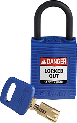 Brady (CPT-BLU-25PL-KD) SafeKey Nylon Lockout-Vorhängeschloss - kompakt Mit Nylon Bügel 25.00 mm Blau KD - Verschiedenschließende Schlösser 1 Stück von Brady