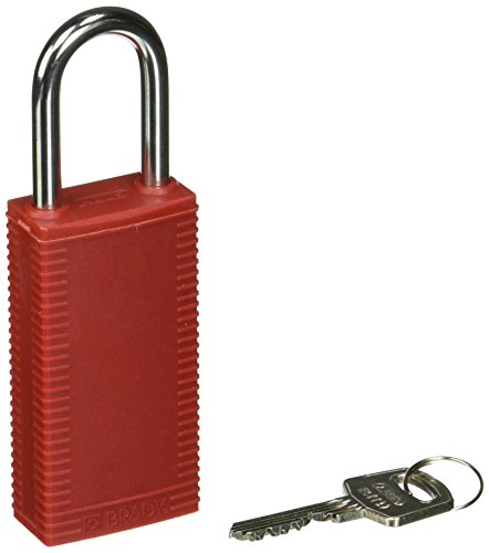 Brady Sicherheitsvorhängeschloss Langer Körper, 38mm x 122mm x 19,50mm, Rot, 6er-Pack von Brady