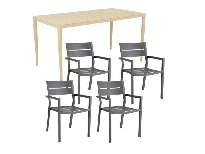 Brafab Delia/Bigby Gartenmöbel-Set mit Gartentisch 144x76 cm, 5-teilig - mit Tisch lemon , Aluminium anthrazit,stapelbar, Tischbein mit Höhenausgleich,Trendig & bunt Brafab Delia/Bigby Gartenmöbel-Set mit Gartentisch 144x76 cm, 5-teilig - mit Tisch lemon , Aluminium anthrazit,stapelbar, Tischbein mit Höhenausgleich,Trendig & bunt von Brafab