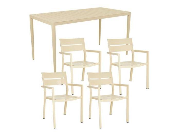 Brafab Delia/Bigby Gartenmöbel-Set mit Gartentisch 144x76 cm, 5-teilig - mit Tisch lemon , Aluminium lemon,stapelbar, Tischbein mit Höhenausgleich,Trendig & bunt von Brafab