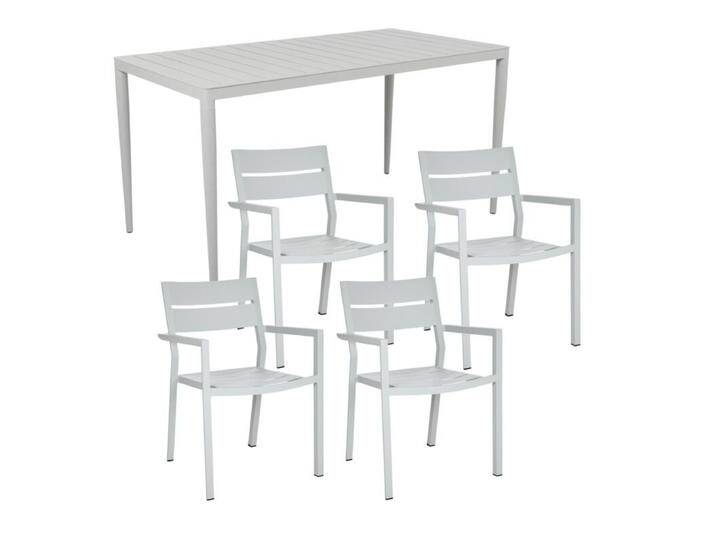 Brafab Delia/Bigby Gartenmöbel-Set mit Gartentisch 144x76 cm, 5-teilig - mit Tisch light grey , Aluminium light grey von Brafab