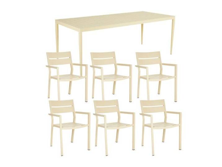 Brafab Delia/Bigby Gartenmöbel-Set mit Gartentisch 195x90 cm, 7-teilig - mit Tisch lemon , Aluminium lemon von Brafab