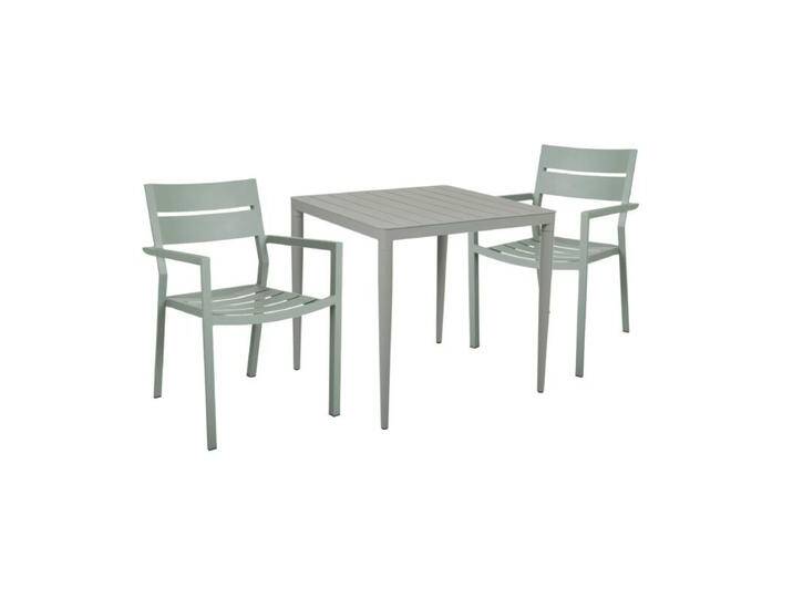 Brafab Delia/Bigby Gartenmöbel-Set mit Gartentisch 76x76 cm, 3-teilig - mit Tisch dusty green , Aluminium dusty green,stapelbar, Tischbein mit Höhenausgleich,Trendig & bunt von Brafab