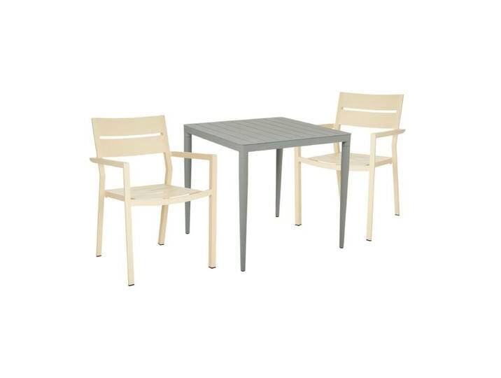 Brafab Delia/Bigby Gartenmöbel-Set mit Gartentisch 76x76 cm, 3-teilig - mit Tisch dusty green , Aluminium lemon,stapelbar, Tischbein mit Höhenausgleich,Trendig & bunt von Brafab