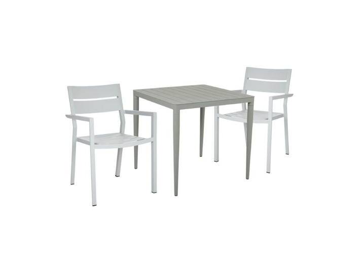 Brafab Delia/Bigby Gartenmöbel-Set mit Gartentisch 76x76 cm, 3-teilig - mit Tisch dusty green , Aluminium light grey,stapelbar, Tischbein mit Höhenausgleich,Trendig & bunt von Brafab