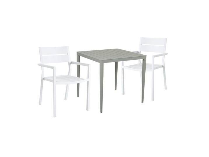 Brafab Delia/Bigby Gartenmöbel-Set mit Gartentisch 76x76 cm, 3-teilig - mit Tisch dusty green , Aluminium weiß von Brafab