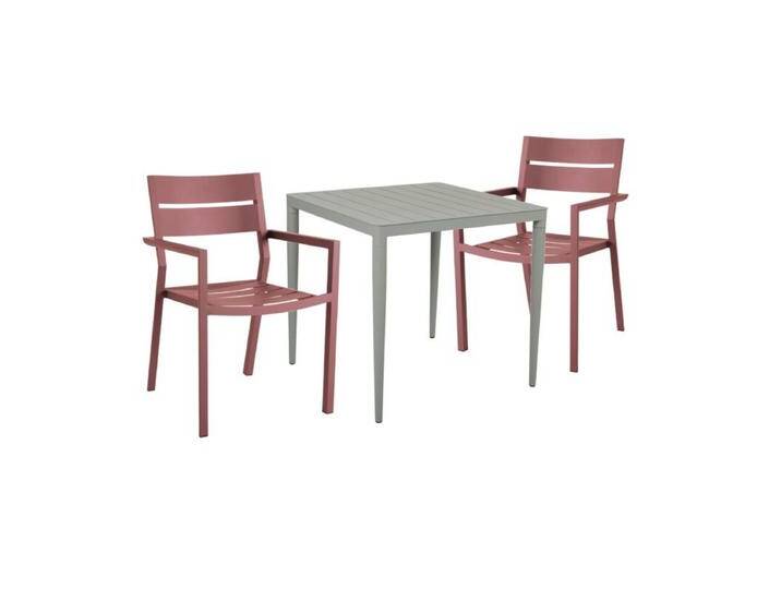 Brafab Delia/Bigby Gartenmöbel-Set mit Gartentisch 76x76 cm, 3-teilig - mit Tisch dusty green , Aluminium zin red von Brafab
