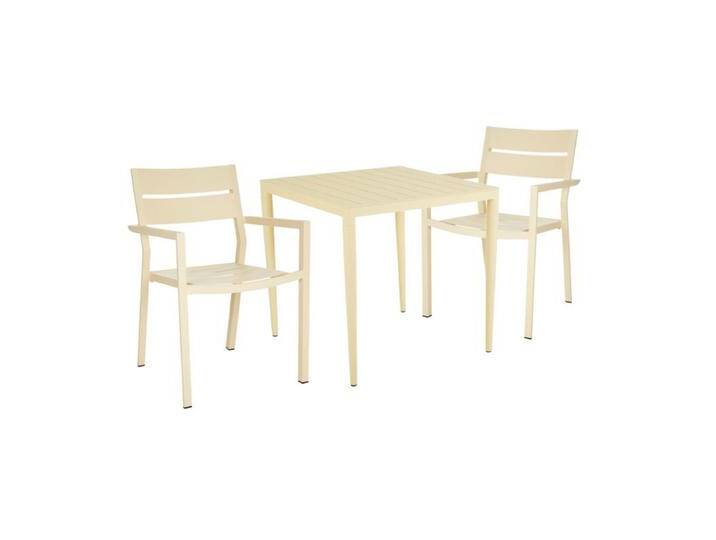Brafab Delia/Bigby Gartenmöbel-Set mit Gartentisch 76x76 cm, 3-teilig - mit Tisch lemon , Aluminium lemon,stapelbar, Tischbein mit Höhenausgleich,Trendig & bunt von Brafab