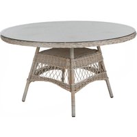 Brafab Kamomill Gartenesstisch Geflecht/Glas Beige Ø130x73 cm von Brafab