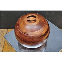 Baribocraft Globe Eiskübel Bowlingkugel Stabahorn Vintage Mid-Century Holzdeckel Kugel von BrainWashington