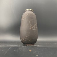 Vintage Mid-Century Keramik Vasesgraffito Möwe Möwen Vogel Am Meer Zeichnung Motiv Strand von BrainWashington