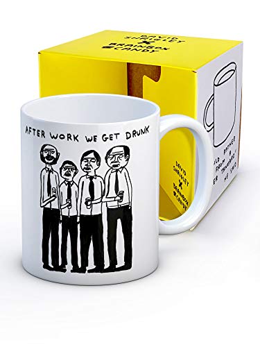 Brainbox Candy Offizielle David Shrigley – lustige Kaffeetasse – in Geschenkbox – Weihnachts- oder Geburtstagsgeschenk für Männer und Frauen – After Work Get Drunk Art Design wird exklusiv verkauft von Brainbox Candy