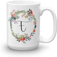 Buchstabe E Monogramm Becher/Blumen Kranz Kaffee Tee Tasse Weihnachtsgeschenk Land Geschenk Für Gärtner Florist Vorhanden von Brainooli