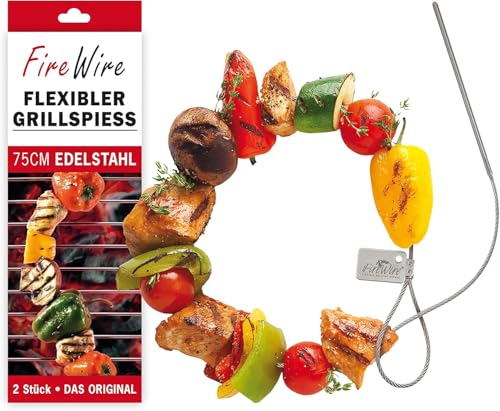 6 Stück Flexible Grillspieße aus Edelstahl – 75 cm – Rostfrei – Fleisch, Gemüse und Vegan – Gasgrill, Holzkohlegrill, BBQ – Brainstream von Brainstream