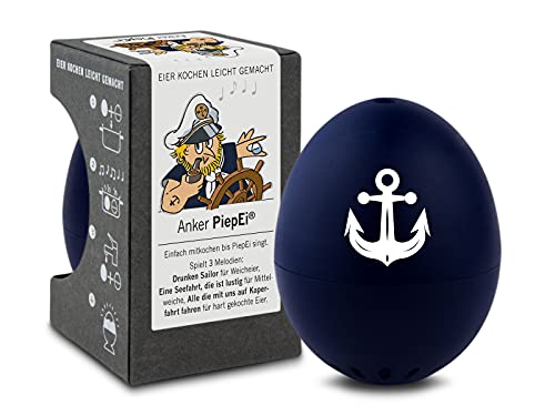 Anker PiepEi - Singende Eieruhr zum Mitkochen - Eierkocher für 3 Härtegrade - Maritime Geschenke - Lustiges Kochei - Musik Eggtimer von Brainstream