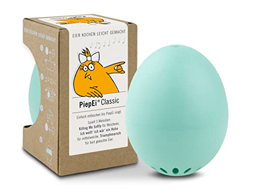 BeepEi Classic Turquoise, Singing Egg Timer for Cooking, Egg Cooker, Timer for Eggs, Egg Timer Funny as a Gift, Plays 3 melodies, Gadget, 2 Eggs, 4 Eggs, 6 Eggs Or More von Brainstream