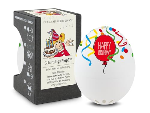 Geburtstags PiepEi - Singende Eieruhr zum Mitkochen - Eierkocher für 3 Härtegrade - Spielt Happy Birthday - Lustiges Kochei - Musik Eggtimer - Brainstream von Brainstream