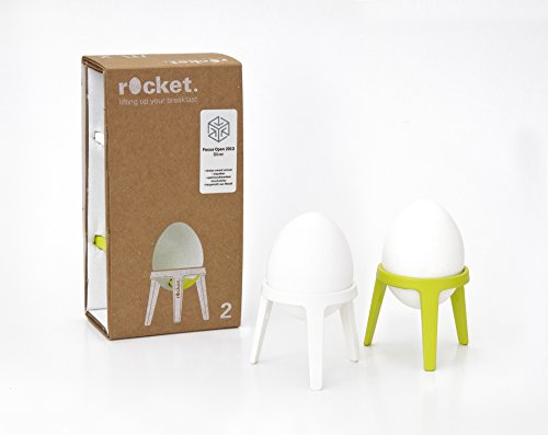 Brainstream Rocket 2er-Geschenkset, Eierbecher aus Metall, limette/weiß von Brainstream
