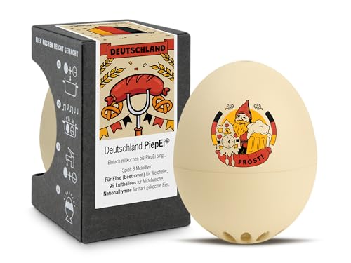 Deutschland PiepEi - Singende Eieruhr zum Mitkochen - Eierkocher für 3 Härtegrade - Schwarz Rot Gold - Lustiges Kochei - Musik Eggtimer - Brainstream von Brainstream