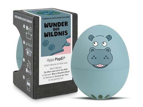 Hippo PiepEi - Singende Eieruhr zum Mitkochen - Eierkocher für 3 Härtegrade - Süßes Nilpferd Geschenk - Lustiges Kochei - Musik Eggtimer – Brainstream von Brainstream