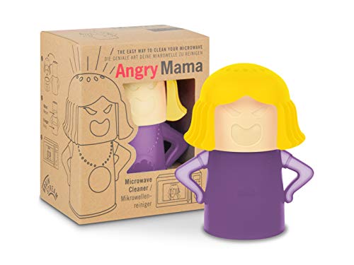 Mikrowellenreiniger Angry Mama, Gelb + Lila, Reinigungsfigur für Mikrowelle, Reinigt und desinfiziert ohne Chemie, einfach & umweltfreundlich, microwave cleaner, wütende Mama, Brainstream von Brainstream