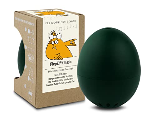 PiepEi Classic Dunkelgrün - Singende Eieruhr zum Mitkochen - Eierkocher für 3 Härtegrade - Piep Ei mit 3 Melodien - Lustiges Kochei - Musik Eggtimer - Brainstream von Brainstream