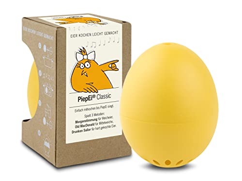 Brainstream PiepEi Classic Gelb - Singende Eieruhr zum Mitkochen - Eierkocher für 3 Härtegrade - Piep Ei mit 3 Melodien - Lustiges Kochei - Musik Eggtimer von Brainstream