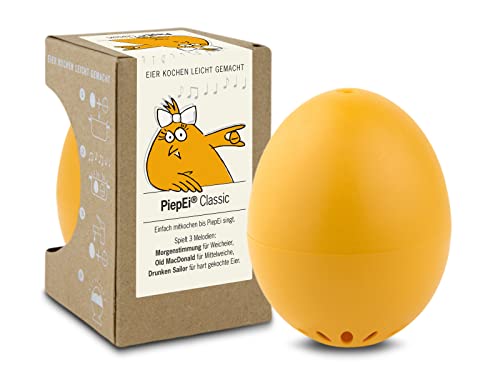 PiepEi Classic Orange - Singende Eieruhr zum Mitkochen - Eierkocher für 3 Härtegrade - Piep Ei mit 3 Melodien - Lustiges Kochei - Musik Eggtimer - Brainstream von Brainstream