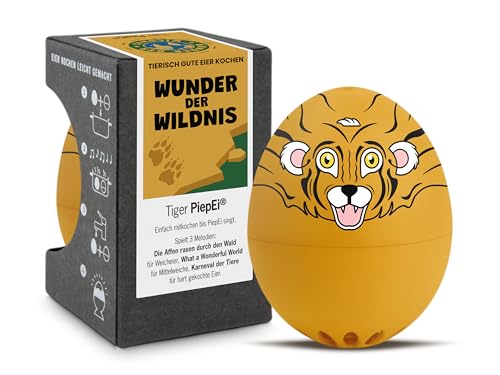 Tiger PiepEi - Singende Eieruhr zum Mitkochen - Eierkocher für 3 Härtegrade - Süße Tiger Geschenke - Lustiges Kochei - Musik Eggtimer – Brainstream von Brainstream