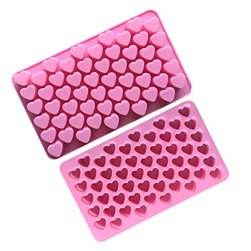 Mini Herz für Hundekekse & Hundeleckerlis zum selber backen, Backmatte für Pralinenform und Schokoladenform, Antihaftend und Lebensmittelecht (BPA-Frei) 2 Pieces,Rosa von Braiton