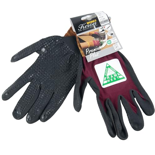 Brama West 10x Arbeitshandschuhe Premium Plus mit Grip Noppen für Anti-Rutsch Griff - Schutzshandschuhe - 10er Pack, Gr. 9/L von Brama West