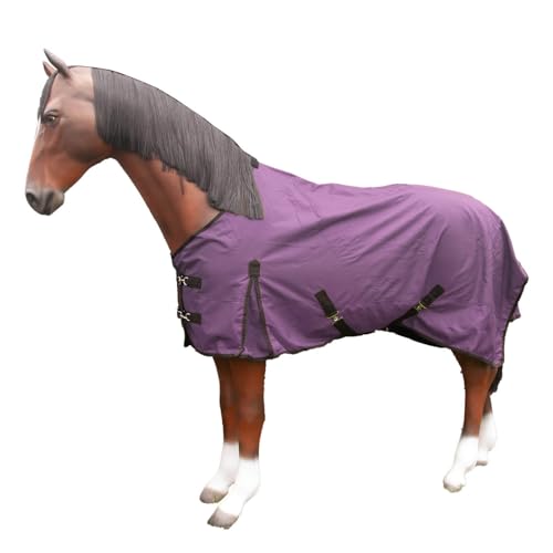 Brama-West Regendecke Rain für Pferde - mit High Neck & Fleece Futter - 1680DEN - Wasserdicht - Lila - Gr. 135cm von Brama West