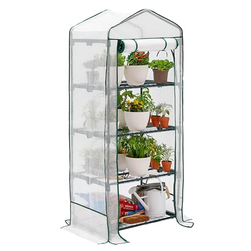 Bramble - Premium Garten Foliengewächshaus für Balkon & Terrasse mit 4 Etagen, Stahlrahmen & Verstärkter PVC-Abdeckung - Stabil & Einfach zu Montieren - 160x69x49cm von Bramble