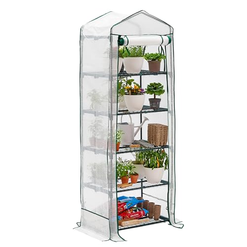 Bramble - Premium Garten Foliengewächshaus für Balkon & Terrasse mit 5 Regalen, Stahlrahmen & Verstärkter PVC-Abdeckung - Stabil & Einfach zu Montieren - 193x69x49cm von Bramble