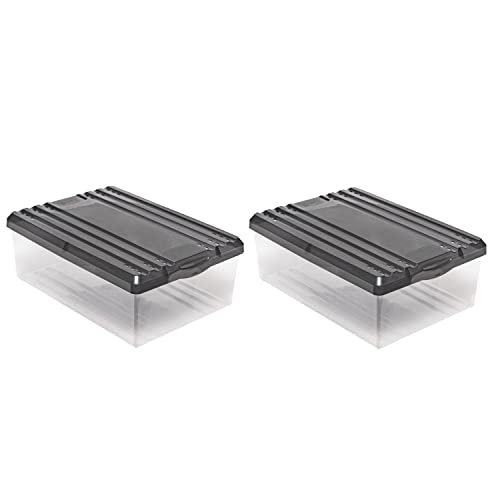 BranQ 1552 Schuhbox Shoe Box mit Belüftungshaltelöcher 2-er Pack Aufbewahrungsbox Satz mit zwei Schuhkartons 350 x 260 x 130 mm 350 x 260 x 130 mm (Anthrazit) von BranQ Home essential