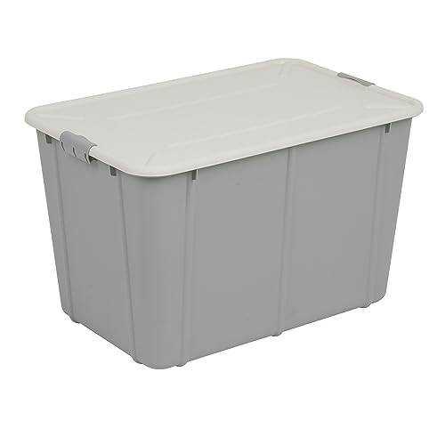 BranQ Home essential, 60 Liter robuste große Aufbewahrungsbox mit Clip-Verriegelungsdeckel, BPA-freier Kunststoff, stapelbare Aufbewahrungsbox, ideal für Garage und Zuhause, 58,8 x 39,3 x 37 cm (L x B von BranQ Home essential