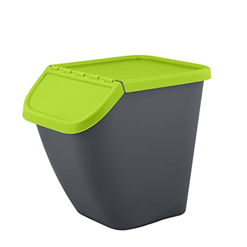 BranQ - Home essential – Mülltrennungssystem Pelikan zur Mülltrennung, Mülleimer 23 Ltr. mit abschließbarem Deckel, Kunststoff (PP) BPA-frei, Antrazit mit farbigem Deckel: Glas von BranQ - Home essential