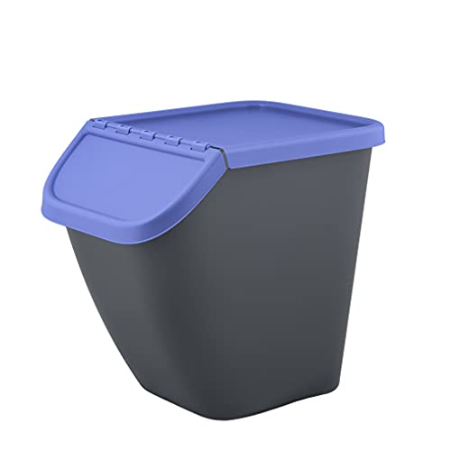 BranQ - Home essential – Mülltrennungssystem Pelikan zur Mülltrennung, Mülleimer 23 Ltr. mit abschließbarem Deckel, Kunststoff (PP) BPA-frei, Antrazit mit farbigem Deckel: Papier von BranQ - Home essential