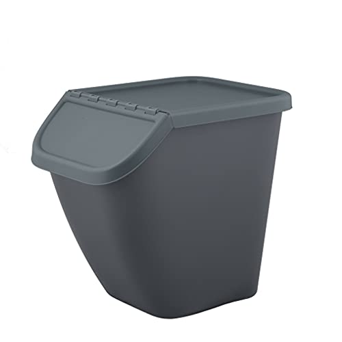 BranQ - Home essential – Mülltrennungssystem Pelikan zur Mülltrennung, Mülleimer 23 Ltr. mit abschließbarem Deckel, Kunststoff (PP) BPA-frei, Antrazit mit farbigem Deckel: Mischmüll von BranQ - Home essential