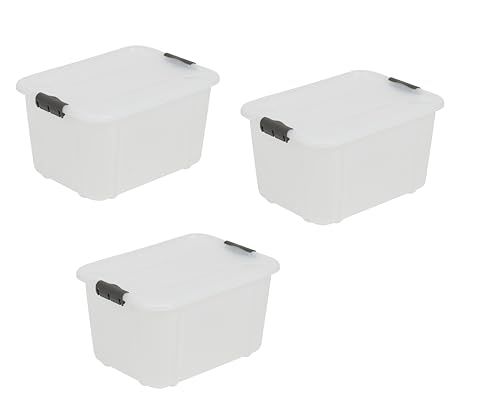 BranQ - Home essential Universeller Aufbewahrungsbehälter mit Deckel VELUR, 3er-Set, Grösse 16 l, BPA-frei Kunststoff PP, transparent von BranQ Home essential