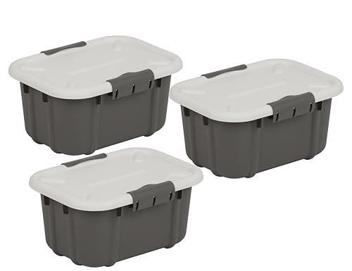BranQ - Home essential Universeller Aufbewahrungsbehälter mit Deckel VELUR, 3er-Set, Grösse 8 l, BPA-frei Kunststoff PP, dunkelgrau von BranQ Home essential