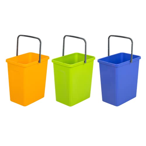 BranQ - Home essential Universelles Set mit 3 Körben zur Abfalltrennung mit praktischem Griff aus hochwertigem BPA-Material, Gelb/Grün/Blau, 17,5x26x29 cm (LxBxH), 5901098049603 von BranQ - Home essential