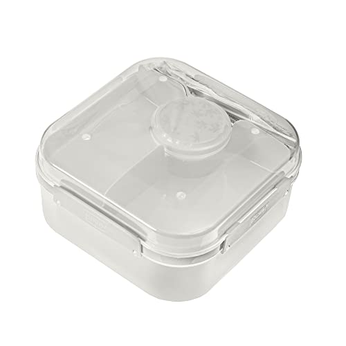 BranQ Home essential - praktische Lunchbox 1,6l LIDO mit Besteck(Gabel und Messer) und einem Schraubverschlussbehälter für Sauce oder Nüsse, BPA-frei, perfekt für Salate und Snacks, Creme von BranQ Home essential