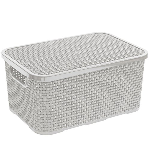 BranQ Rattan Aufbewahrungsbox mit Deckel 10 Liter grau von BranQ