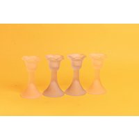 4Er Set 50Er Jahre Pink Blau Tulip Milchglas Kerzenständer Vintage Pastell Mini Kerzenhalter von BranchesVintage