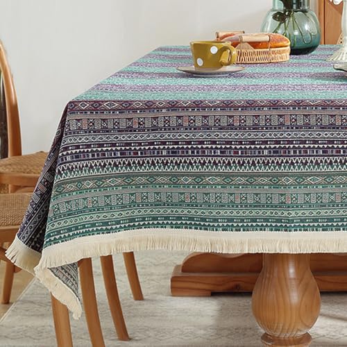 Retro-Bohemian-Tischdecke mit geometrischem Blumenmuster, rechteckige Tischdecke, Tischdekoration für Partys, Tischüberzug Retro-Bohemian-Tischdecke mit geometrischem Blumenmuster, rechteckige Tischdecke, Tischdekoration für Partys, Tischüberzug von Brand-dashcos
